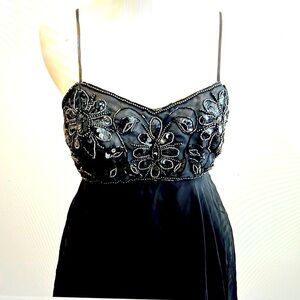 Vintage Blondie and Me Black Beaded Cocktail Dress USA 5/6